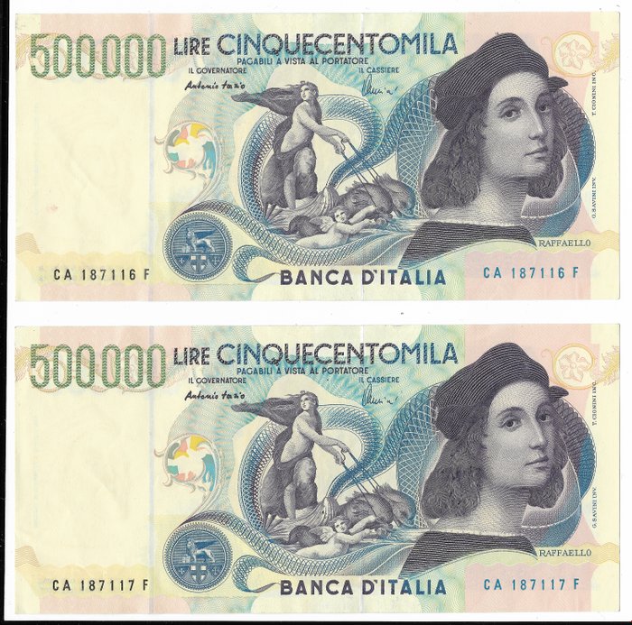 Italien - 2 x 500000 Lire 1997 "Raffaello" - Gigante BI 86A  -  Pick 118