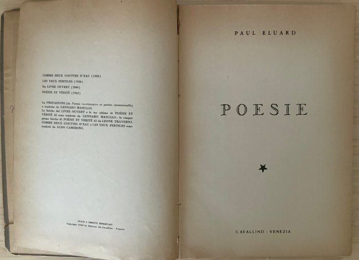 Signed; Paul Eluard - Poesie - 1945