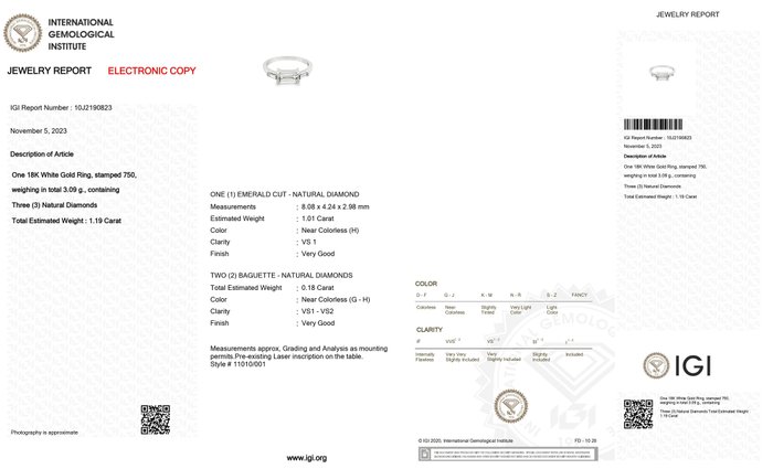 18 kraat Hvidguld - Ring - 1.19 ct Diamant