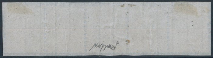 Italienske Antikke Stater - Lombardiet-Venetien  - 15 sek. tandbrun 9 1/2 i vandret stribe af 5 på lille fragment. Caffaz. - Sassone n. 45