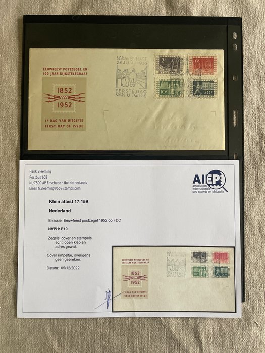 Holland 1952/1955 - Udvalg af FDC'er - 4 stk - NVPH E10, , E19, E22, E23