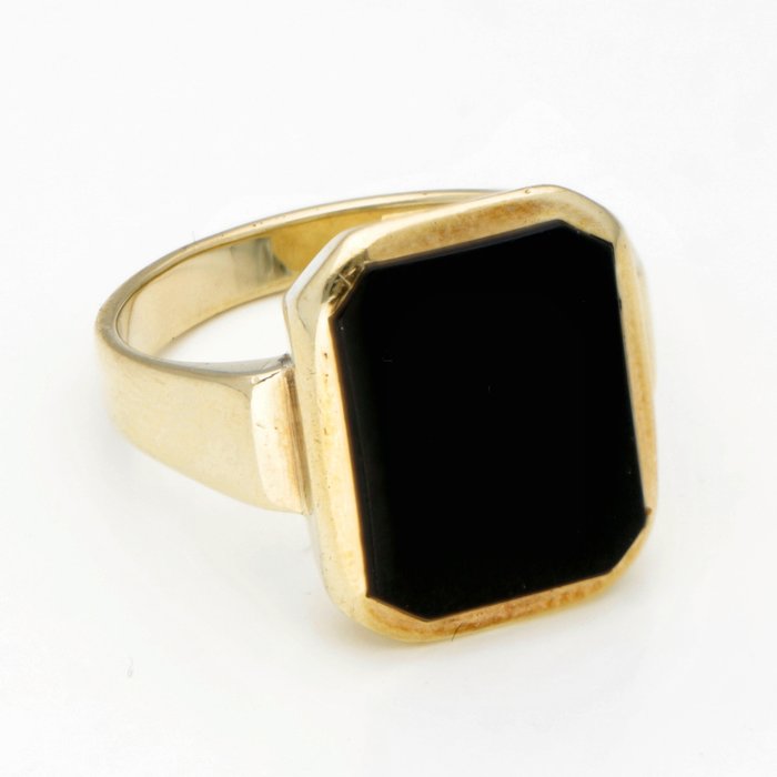 Ring - 14 karat Gulguld Onyx