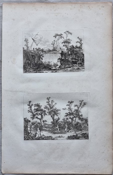 Jean-Claude Richard, abate di Saint Non (1727-1791) - Le Prince, Jean-Baptiste (1734-1781) - Suite completa di 8 vedute del Moulin Joli