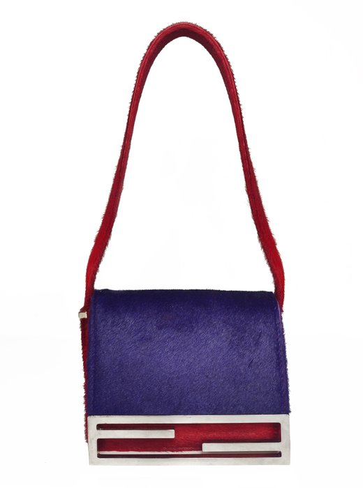 Fendi - Mini bag in Cavallino Rosso e Viola con Logo - Skuldertaske