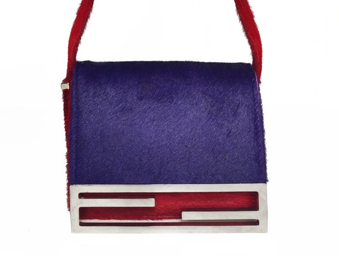 Fendi - Mini bag in Cavallino Rosso e Viola con Logo - Skuldertaske