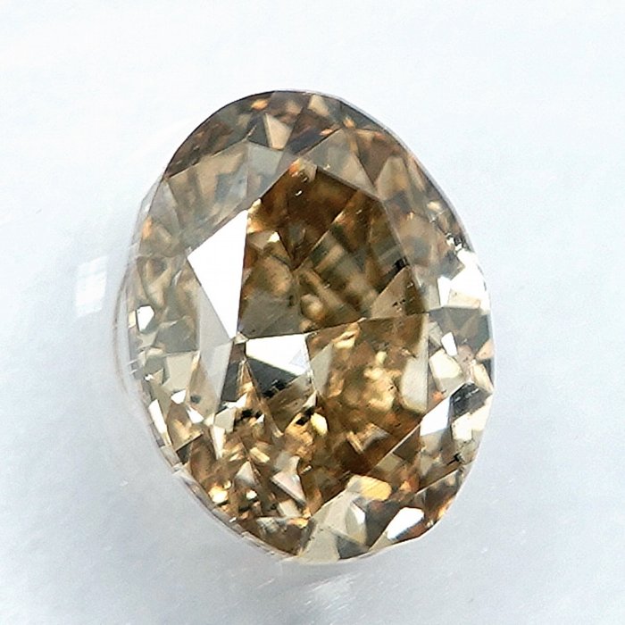 1 pcs Diamant  (Naturfarvet)  - 1.04 ct - Oval - Fancy Brunlig Gul - SI2 - International Gemological Institute (IGI)