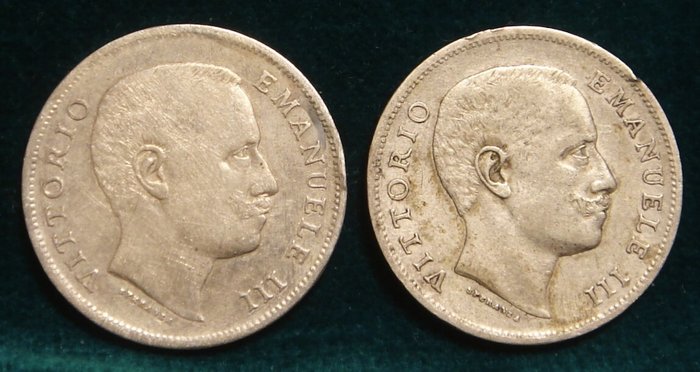 Italien, Kongerig Vittorio Emanuele III. 1 Lira "Aquila Sabauda" 1901/1907 (4 monete)  (Ingen mindstepris)