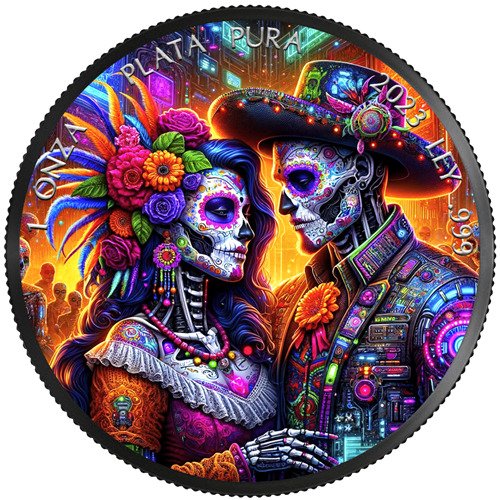 Mexico. 1 Onza 2023 Dia de los Muertos Cyberpunk 1 Oz (.999)