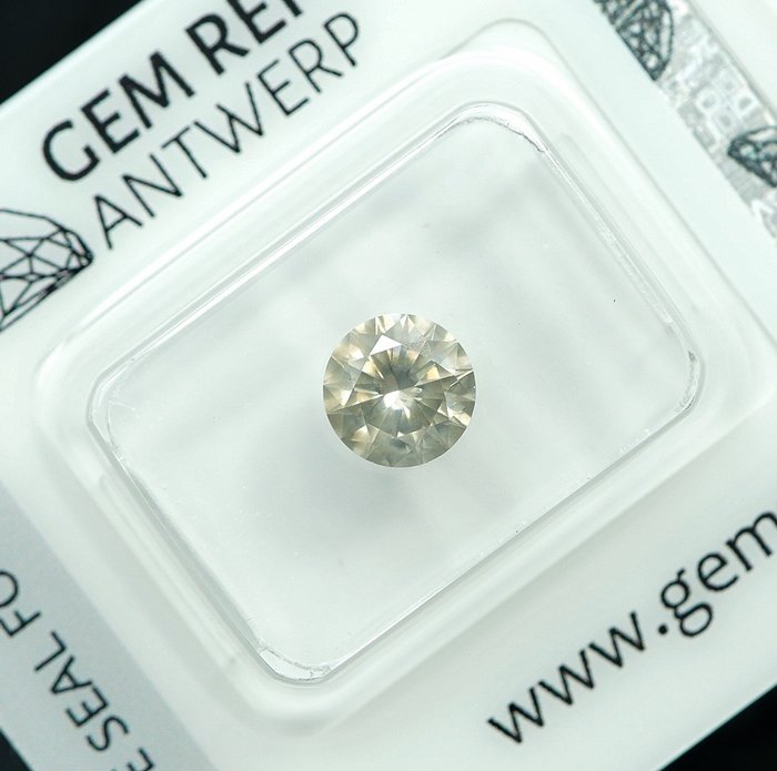 1 pcs Diamant  (Naturfarvet)  - 1.02 ct - Fancy light Gullig Grå - SI2 - Gem Report Antwerp (GRA)