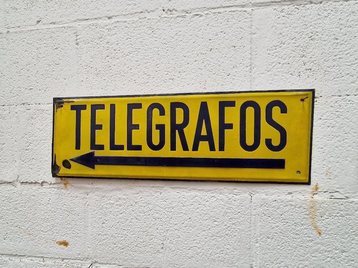 Telegrafo - Emaljeskilt - emaljeret tegn på Telegrafos de españa