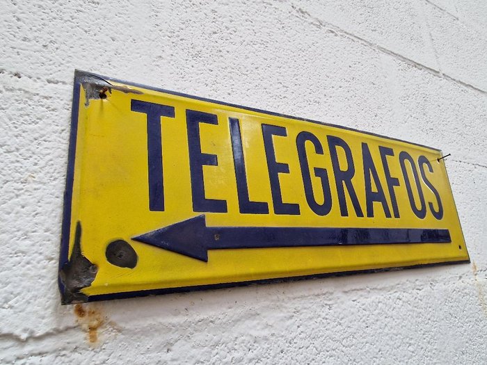 Telegrafo - Emaljeskilt - emaljeret tegn på Telegrafos de españa