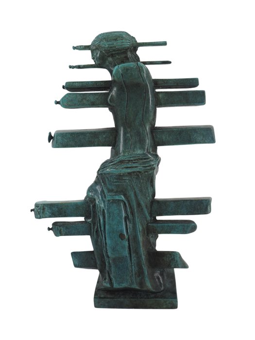 Airaindor - Salvador Dali (1904-1989) - Skulptur, Métamorphose topologique de la Vénus de Milo traversée par des tiroirs - 20 cm - Original bronzeskulptur, bronze patina medalje og florentinsk grøn - 1964