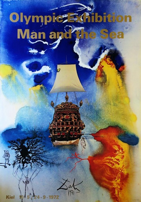 Salvador Dali (1904-1989) - L'Homme et la Mer (JO Munich 1972)