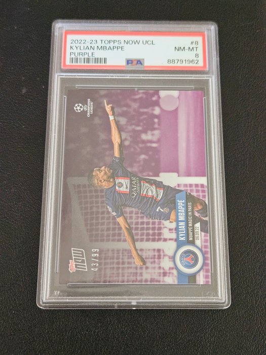 2022/23 Topps Now UCL Kylian Mbappé #8 Purple /99 PSA 8 - 1 Graded card