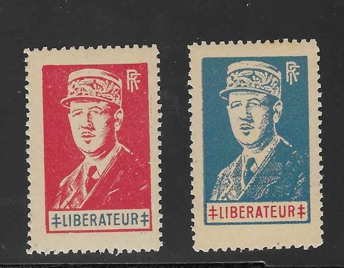 Frankrig  - Liberation of Lyon - de Gaulle klistermærker - pris = 912 euro - nyt**