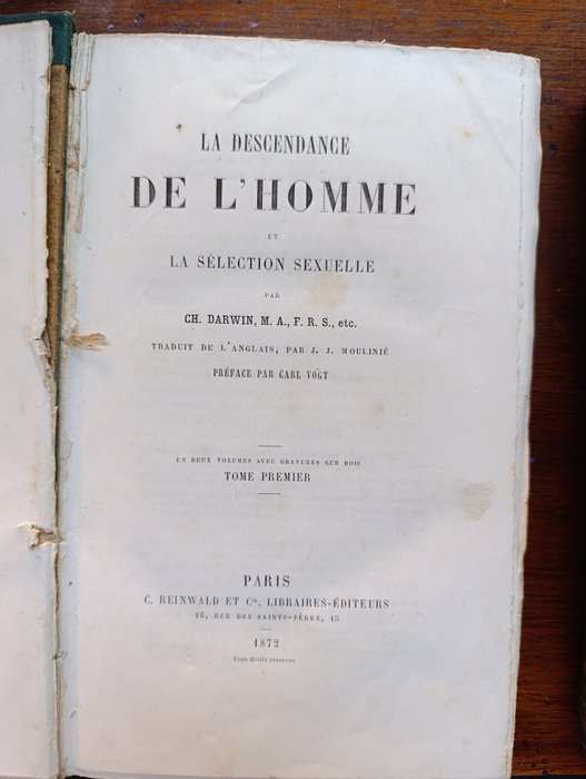 Charles Darwin - La descendance de l'Homme et la selection sexuelle - 1872