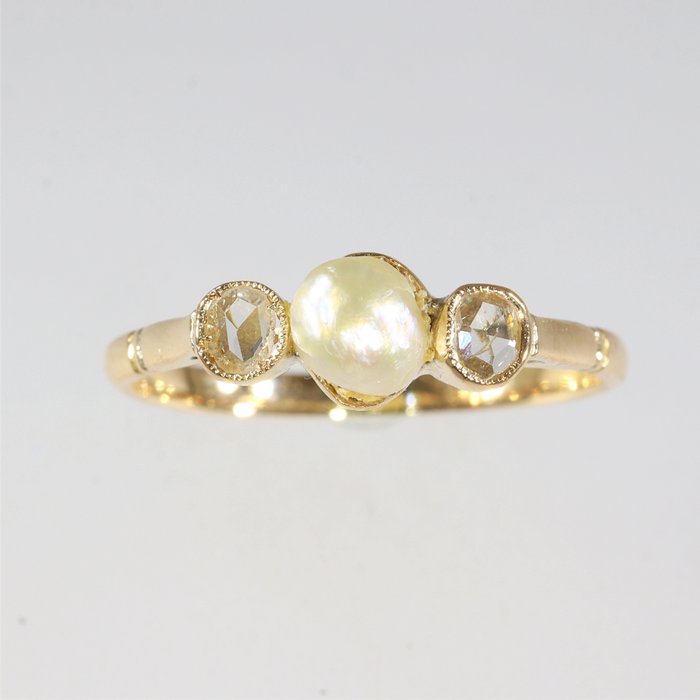 Ingen mindstepris - Ring - 18 kraat Gulguld, Rosaguld - Diamant - Pearl, vintage, 1930