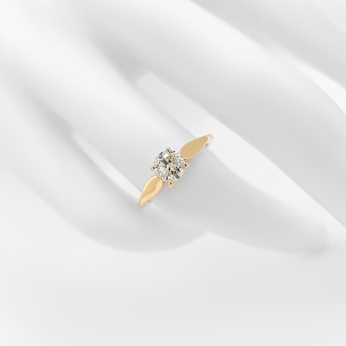 Ring - 14 karat Gulguld -  0.54ct. tw. Grå Diamant (Naturfarvet)