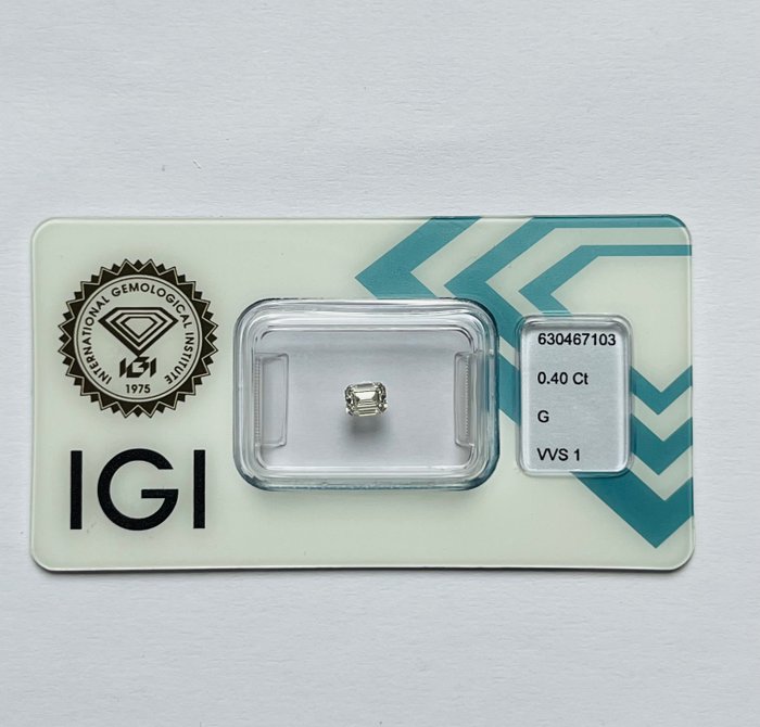 1 pcs Diamant  (Natur)  - 0.40 ct - Smaragd - G - VVS1 - International Gemological Institute (IGI)