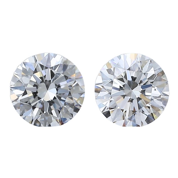 2 pcs Diamant  (Natur)  - 241 ct - Rund - D (farveløs) E - VVS1 VVS2 - Gemological Institute of America (GIA)