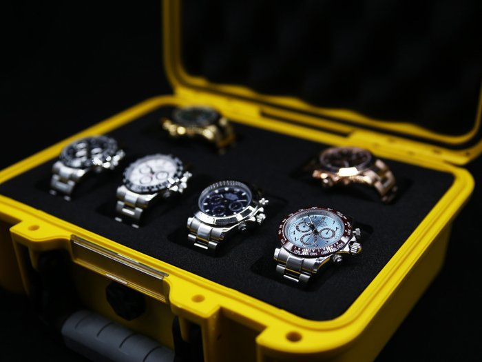 Indestructible Watch Suitcase for 6 Watches - Yellow - Elbrus Horology Timepiece Valet 6