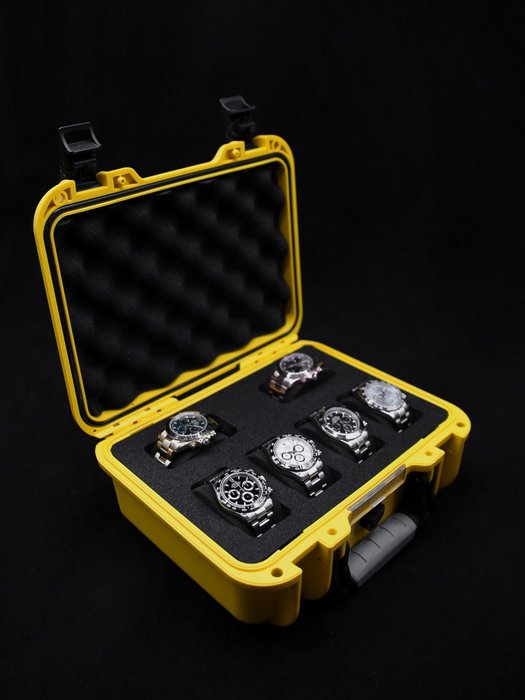 Indestructible Watch Suitcase for 6 Watches - Yellow - Elbrus Horology Timepiece Valet 6