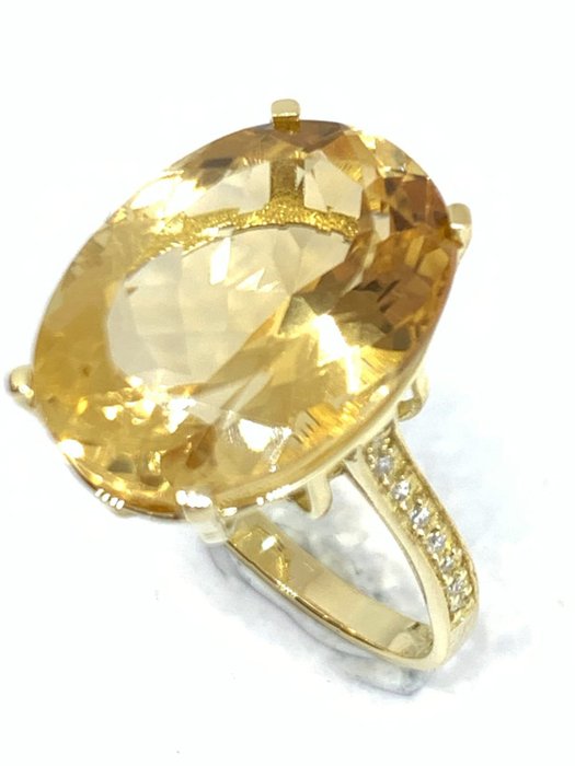 Ring - 14 karat Gulguld Citrin - Diamant