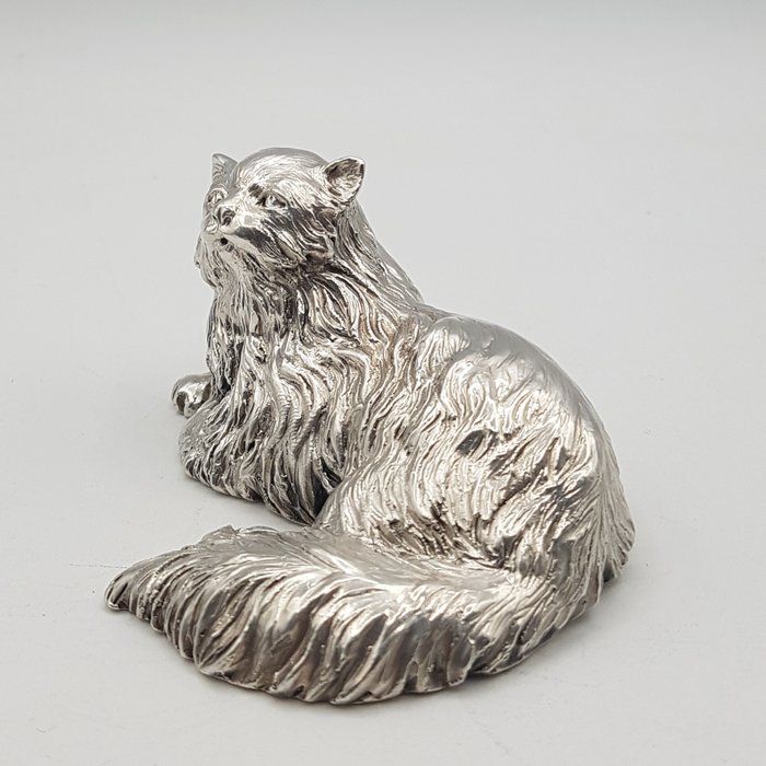 Fratelli Magrino - Gatto rivestito in Argento 925 Fiorentino - Statuette - .925 sølv, Sølvbelagt