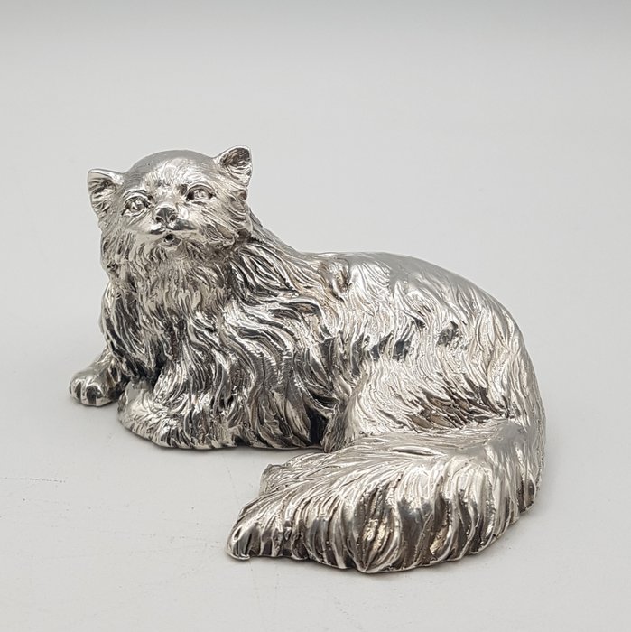 Fratelli Magrino - Gatto rivestito in Argento 925 Fiorentino - Statuette - .925 sølv, Sølvbelagt