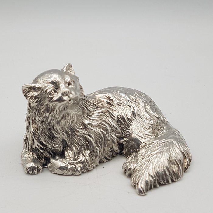 Fratelli Magrino - Gatto rivestito in Argento 925 Fiorentino - Statuette - .925 sølv, Sølvbelagt