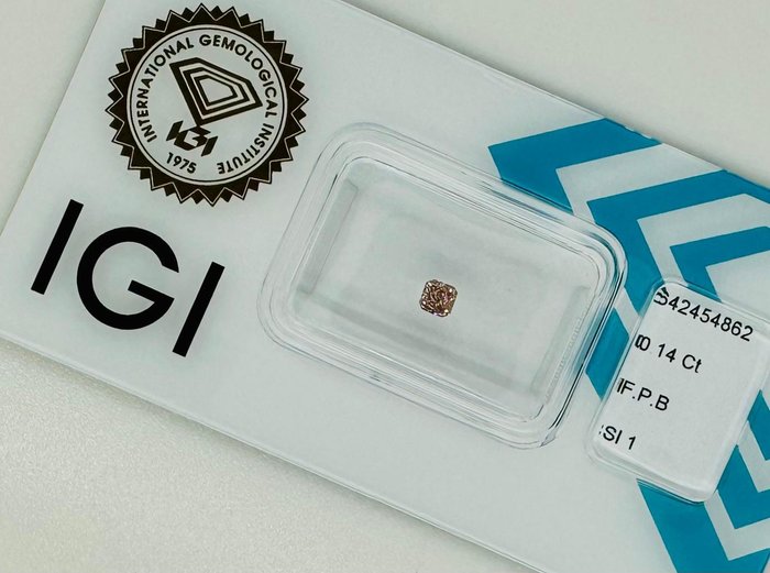 Ingen mindstepris - 1 pcs Diamant  (Naturfarvet)  - 0.14 ct - Kvadrat - Fancy Rosa Brun - SI1 - International Gemological Institute (IGI)