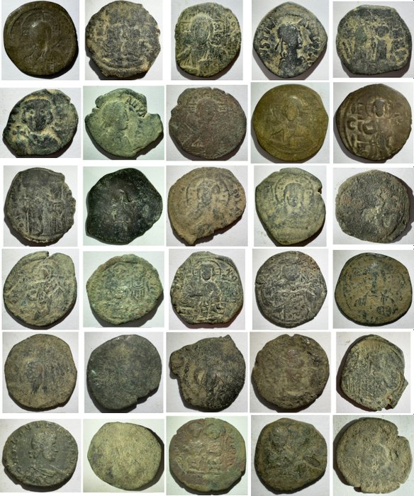 Byzantinske rige. A group of 30 Byzantine bronze coins  (Ingen mindstepris)