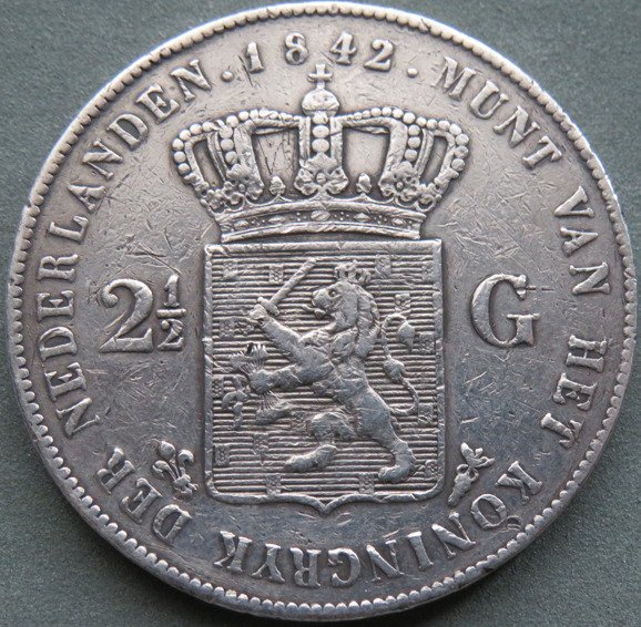 Holland. Willem II. 2 1/2 Gulden 1842 schaars  (Ingen mindstepris)