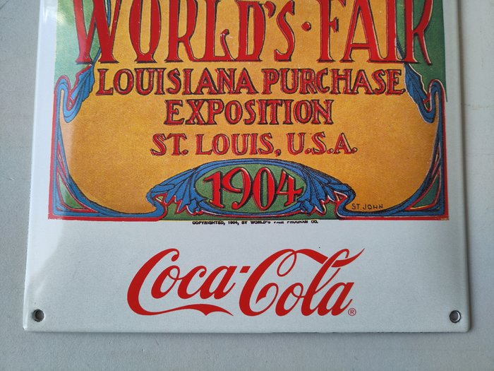 Coca-Cola World`s Fair Louisiana 1904 - St. John - Emaljeskilt - Emalje