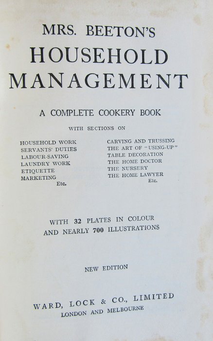 Mrs Beeton - Mrs Beeton Household Management - 1920