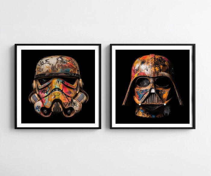 Henevor - Unique Set: Stormtrooper  Darth Vader Rusty, graffiti, aged – Limited Edition Prints by Henevor