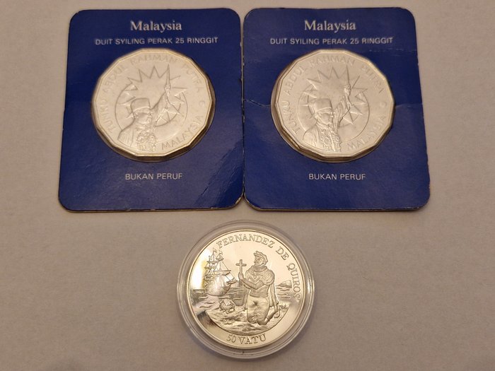 Malaysia, Vanuatu. 25 Ringgit 50 Vatu 1982 1992  (Ingen mindstepris)