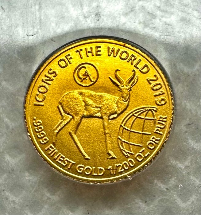 Rwanda 10 Amafranga 2019 Icons of the World - Springbock 1/200 Oz (999)  (Ingen mindstepris)