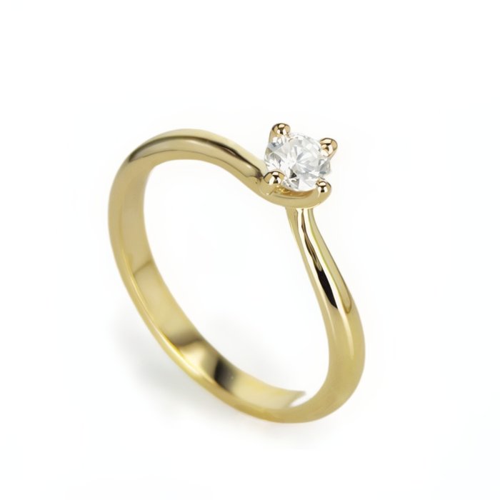 Forlovelsesring - 14 karat Gulguld -  0.25ct. tw. Diamant (Natur)