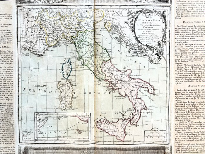 Italien - Sicile, Sardaigne, Corse, Napoli, Milano, Calabre, Rom, Venedig; Louis Charles Desnos - L'Italie divisée en tous ses états - 1761-1780