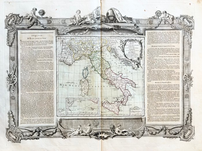 Italien - Sicile, Sardaigne, Corse, Napoli, Milano, Calabre, Rom, Venedig; Louis Charles Desnos - L'Italie divisée en tous ses états - 1761-1780