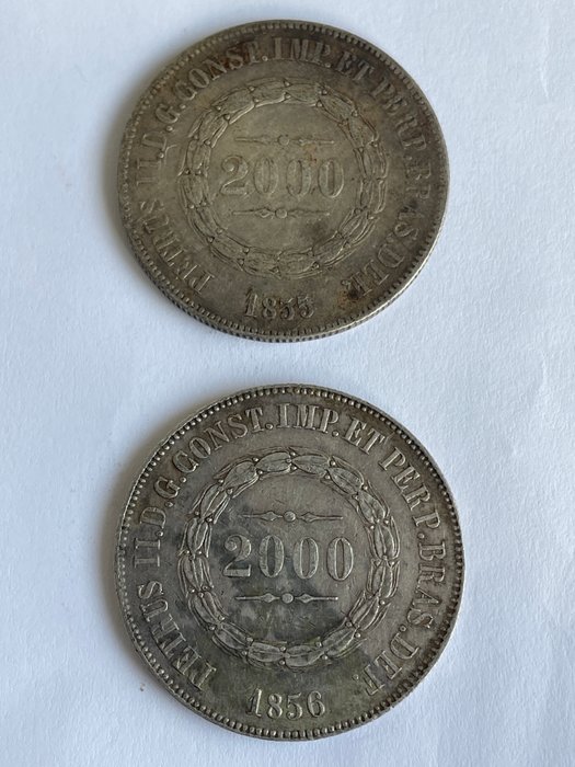 Brasilien Pedro II (1831-1889) 2000 Reis 1855/1856 (2 monedas)  (Ingen mindstepris)