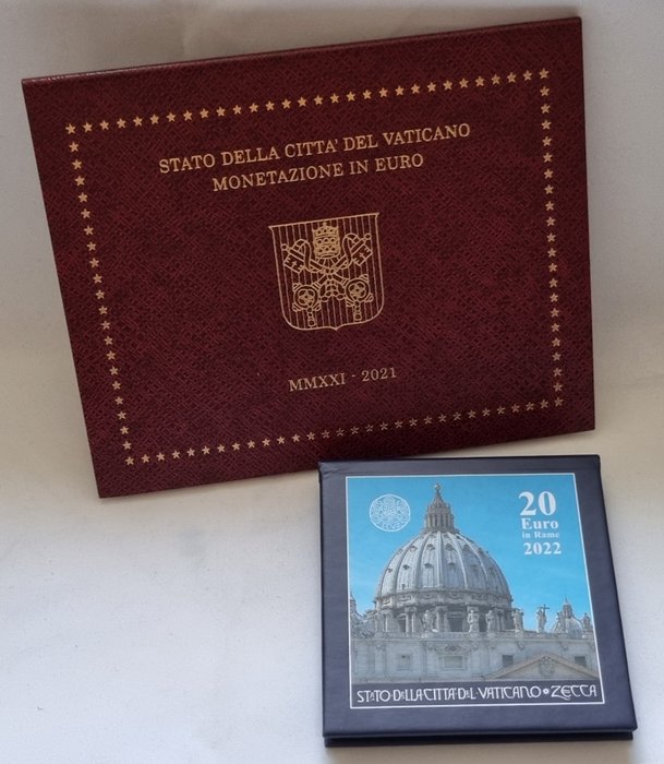 Vatikanstaten Year set / 20 Euro 2021 "Wapenschild Vaticaanstad" en "Koepel Sint Pietersbasiliek" (totaal 2 sets)  (Ingen mindstepris)