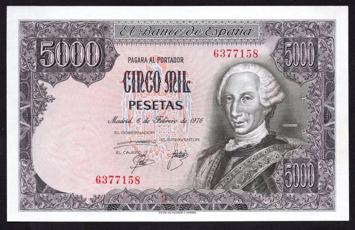 Spanien. - 5000 Peseta 1976 - Pick 155  (Ingen mindstepris)