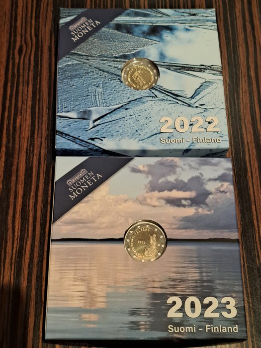 Finland 2 Euro 2022/2023 "Climate Research" + "Public Wellbeing" (2 moedas) Proof  (Ingen mindstepris)