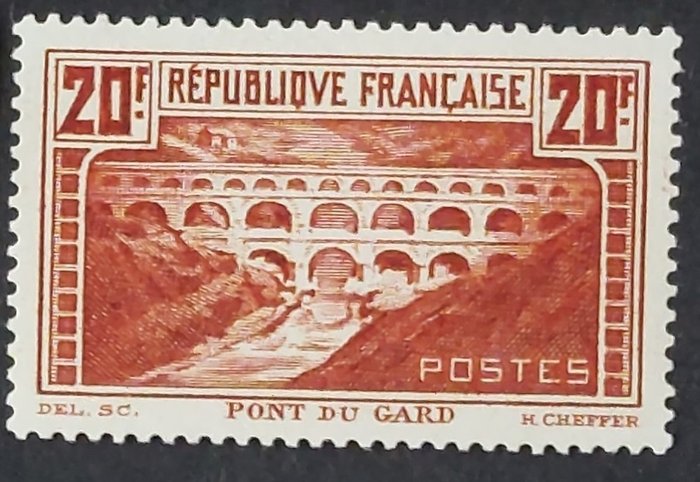 Frankrig 1929/31 - Pont du Gard type I New** og VF - Yvert 262A