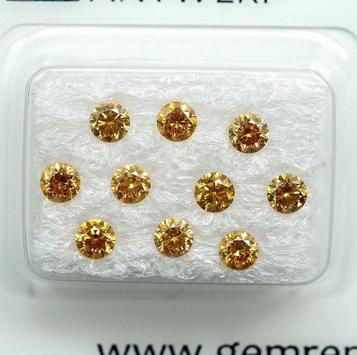 10 pcs Diamant  (Natur)  - 1.07 ct - SI1, VS1 - Gem Report Antwerp (GRA)