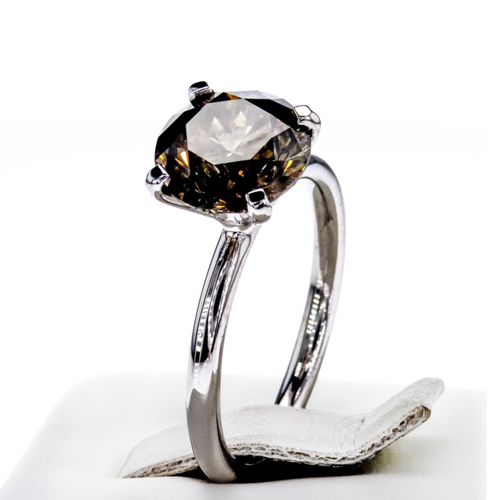 Ingen mindstepris - Forlovelsesring - 14 karat Hvidguld -  3.30ct. tw. Diamant (Naturfarvet)