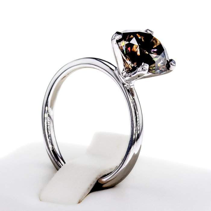 Ingen mindstepris - Forlovelsesring - 14 karat Hvidguld -  3.30ct. tw. Diamant (Naturfarvet)