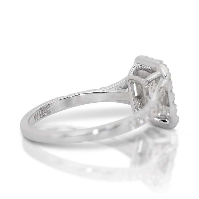 Ring - 18 kraat Hvidguld -  1.45ct. tw. Diamant (Natur) - Diamant - Ideal Cut Radiant